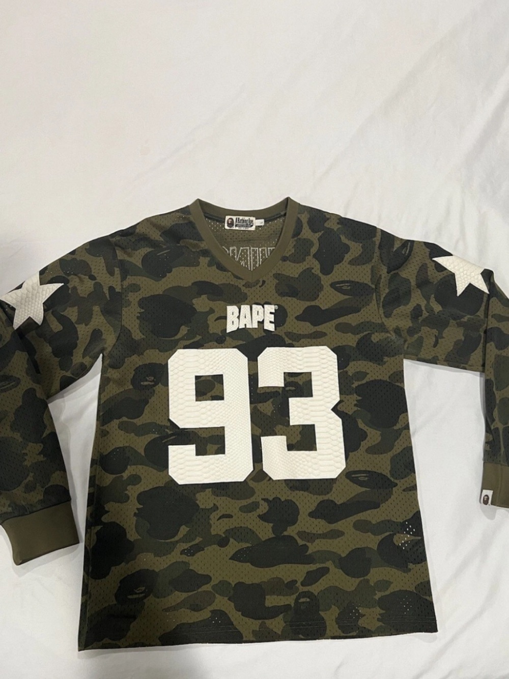 100% Authentic A Bathing Ape Bape Large Green Camel Long-Sleeve Jersey Custom